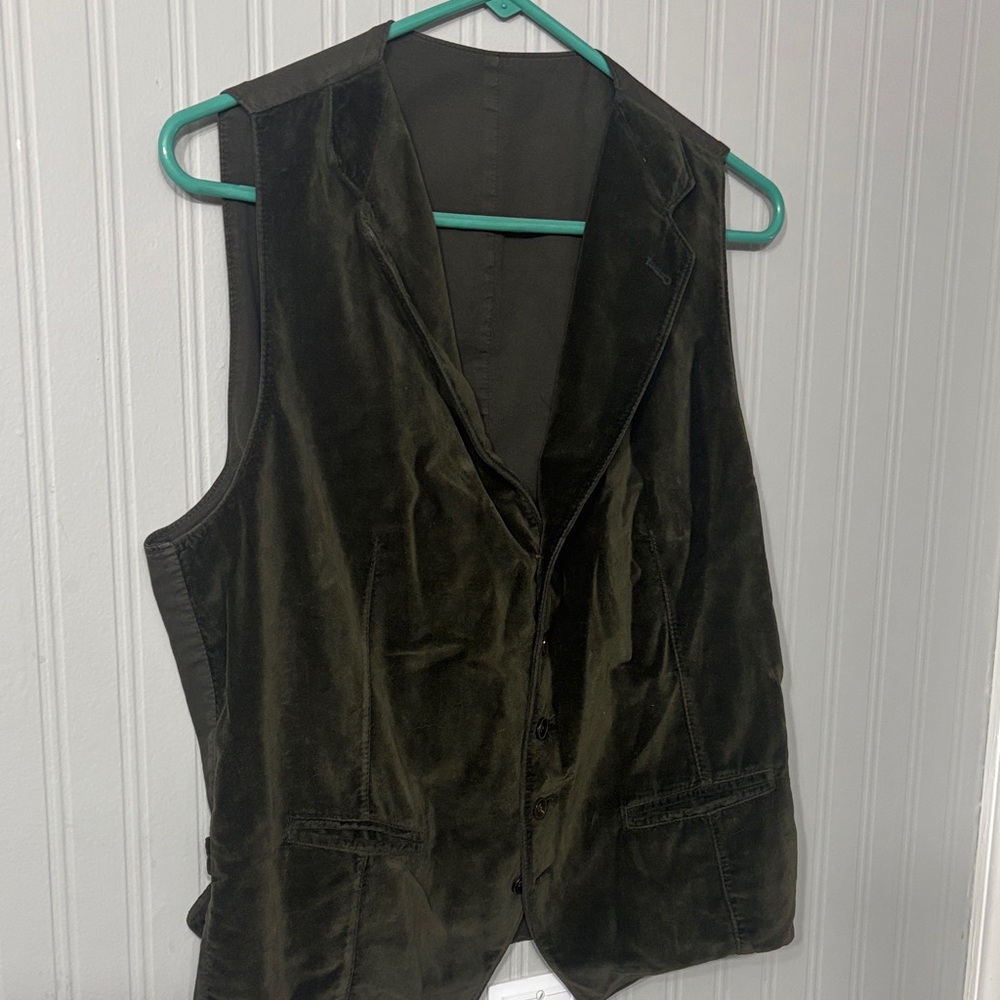 Eredi Pisano Dark Green Velvet Vest | Italian 50 / US 40 | Luxury Menswear